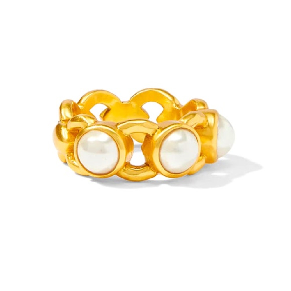 Gold Pearl Accent Openwork Ring